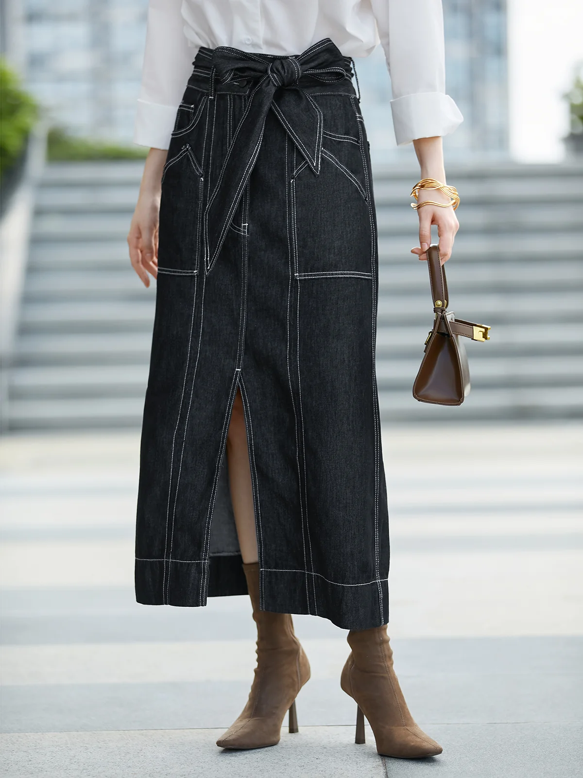 Denim Plain Casual Denim Skirt | stylewe