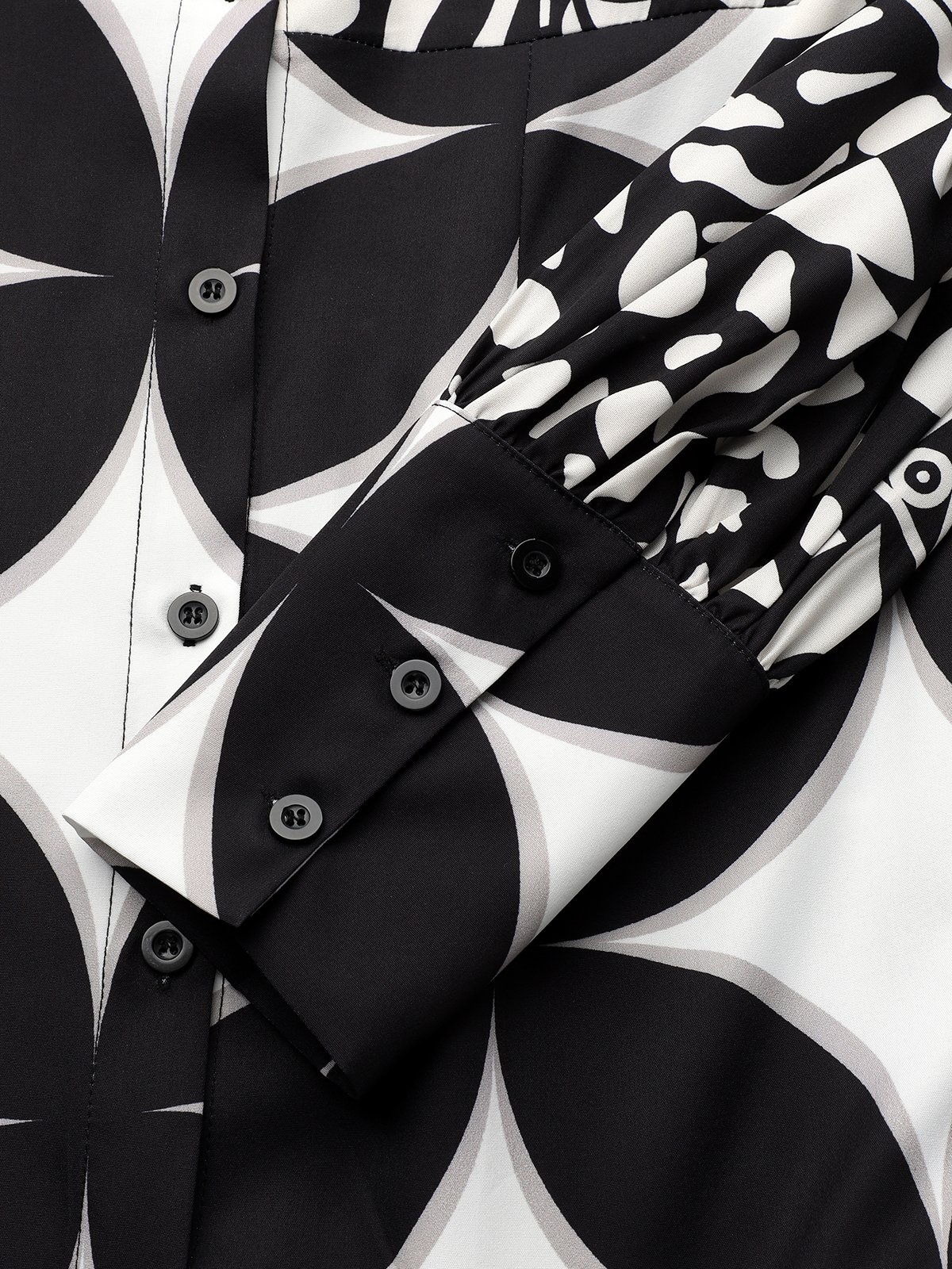 Regular Fit Geometric Shirt Collar Long Sleeve Elegant Maxi Dress | stylewe