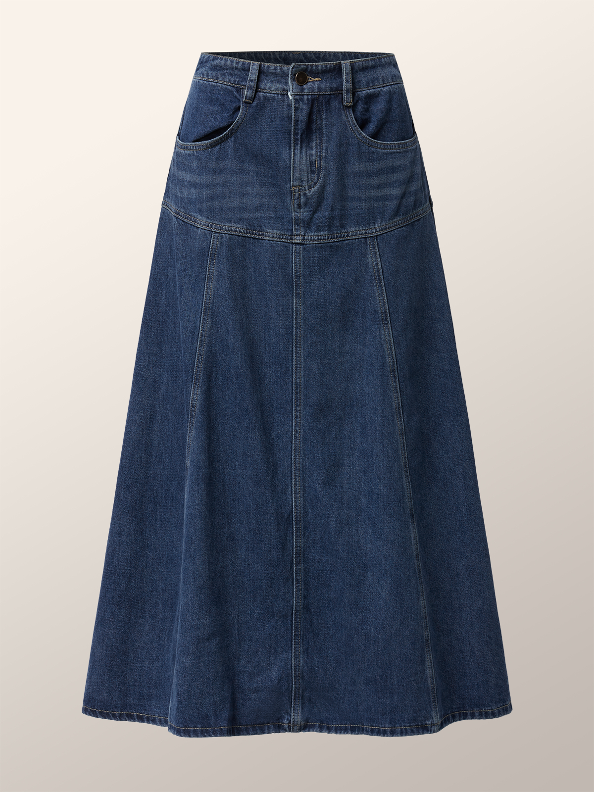 Lightweight Urban Plain Loose Midi Denim Skirt | stylewe