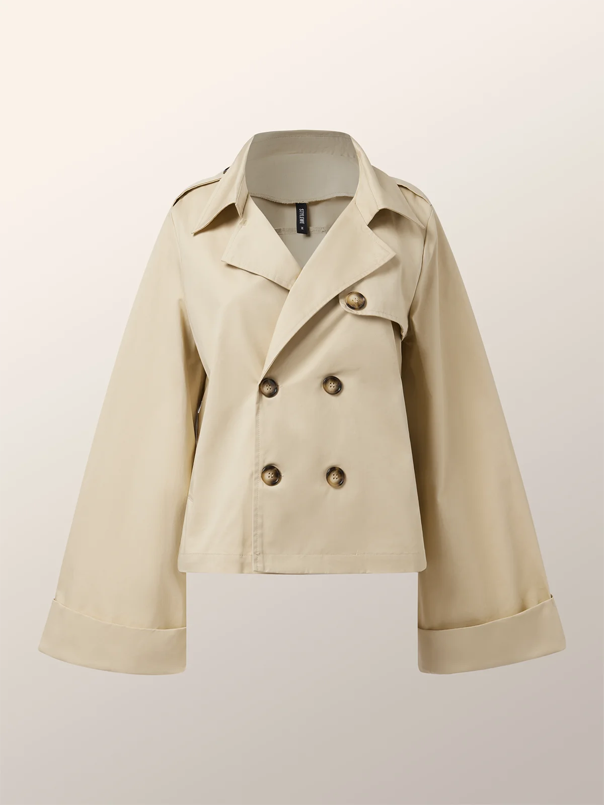 Lapel Collar Long Sleeve Urban Plain Loose Trench Coat