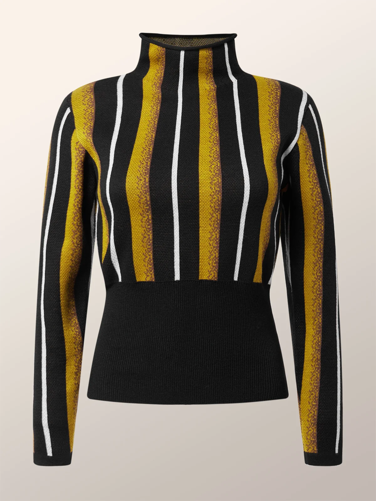 Striped Turtleneck Tight Urban Long Sleeve Sweater | stylewe