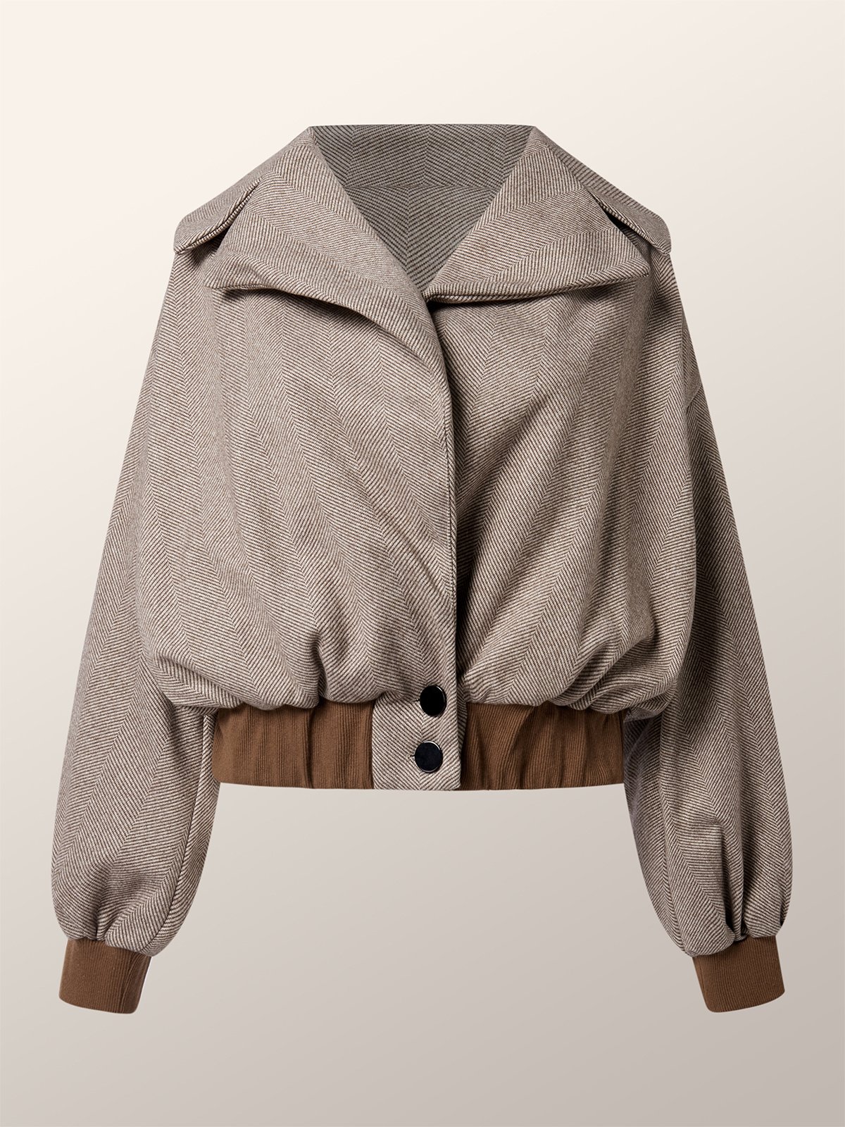 Loose Herringbone Urban Shawl Collar Jacket