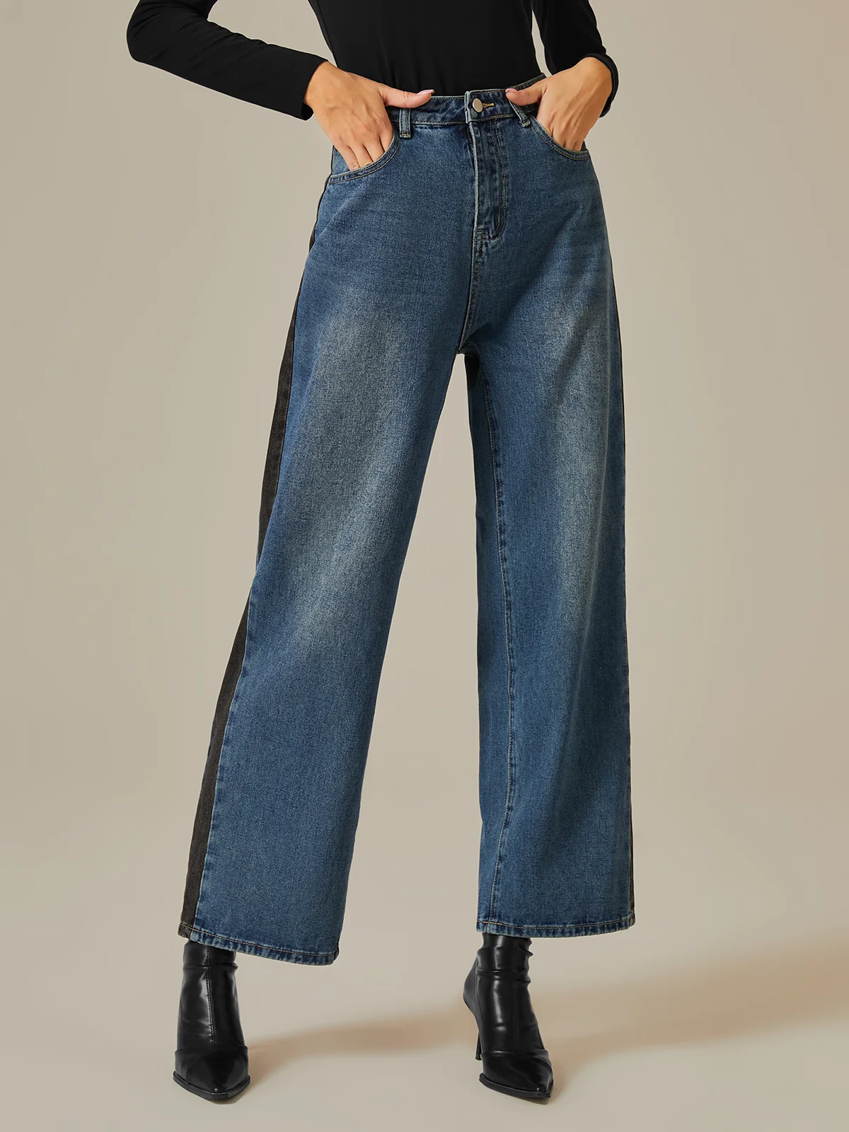 Urban Color Block Regular Fit Jeans | stylewe