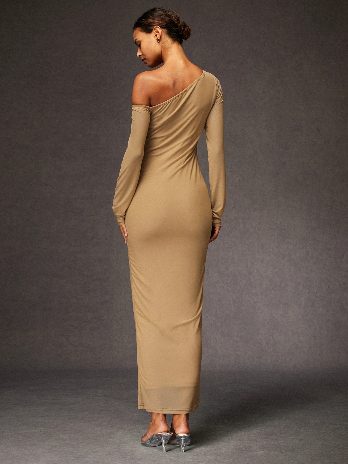 High Elasticity Asymmetrical Plain Maxi Dress