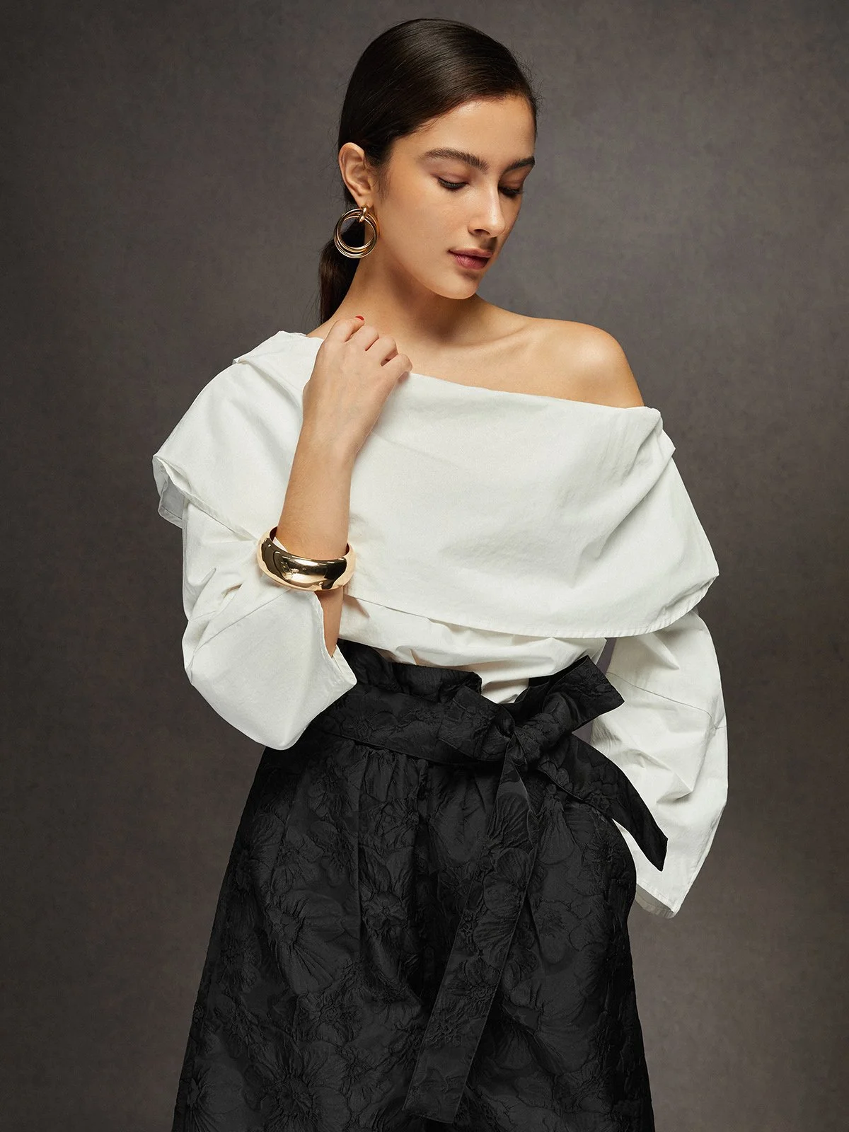 Elegant Asymmetrical Off Shoulder Blouse