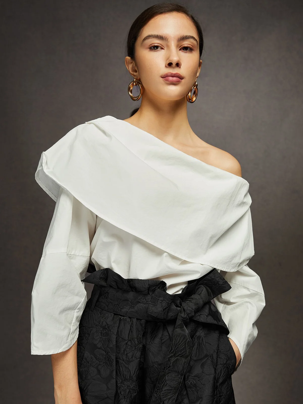 Elegant Asymmetrical Off Shoulder Blouse