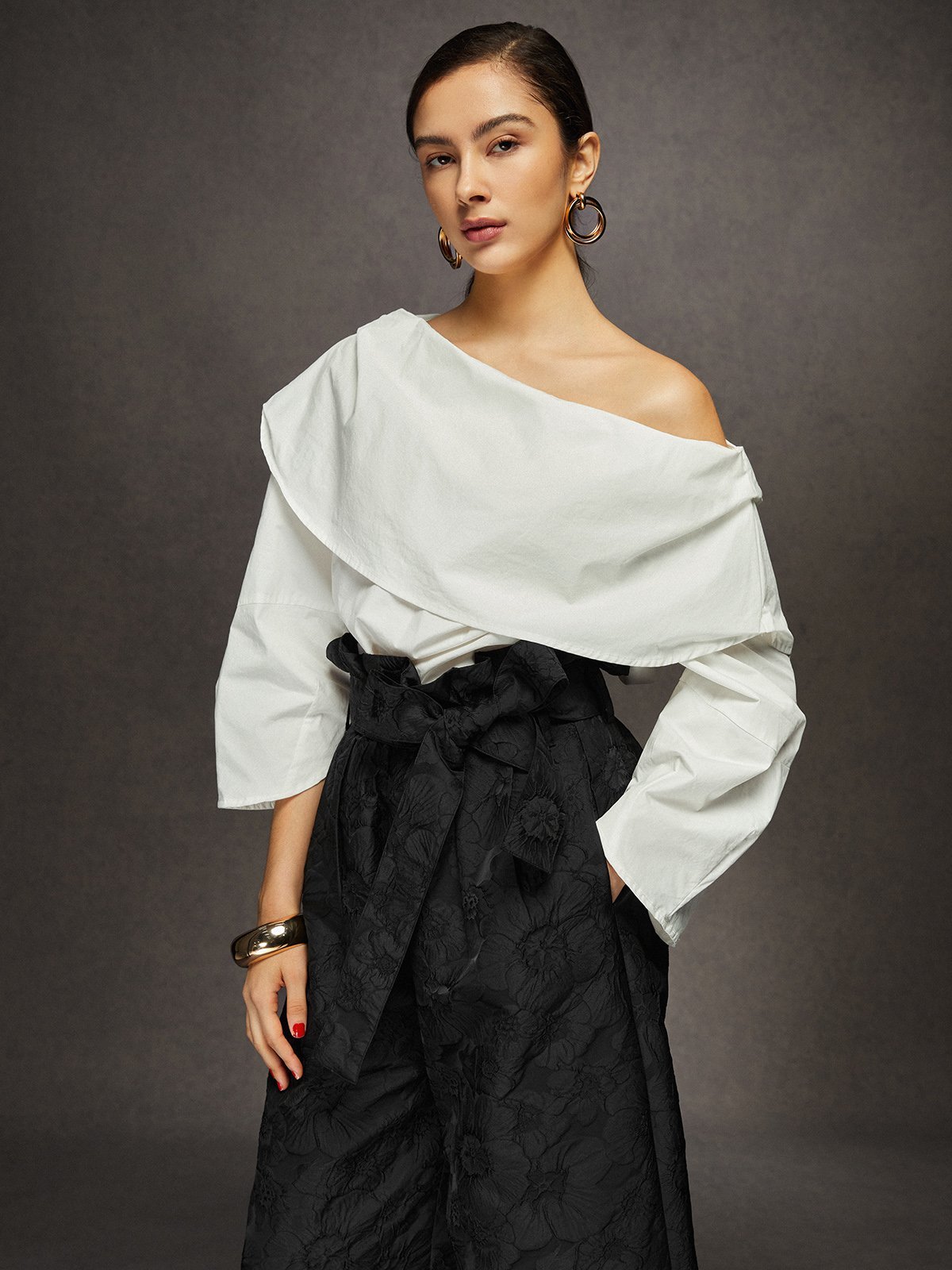 Elegant Asymmetrical Off Shoulder Blouse