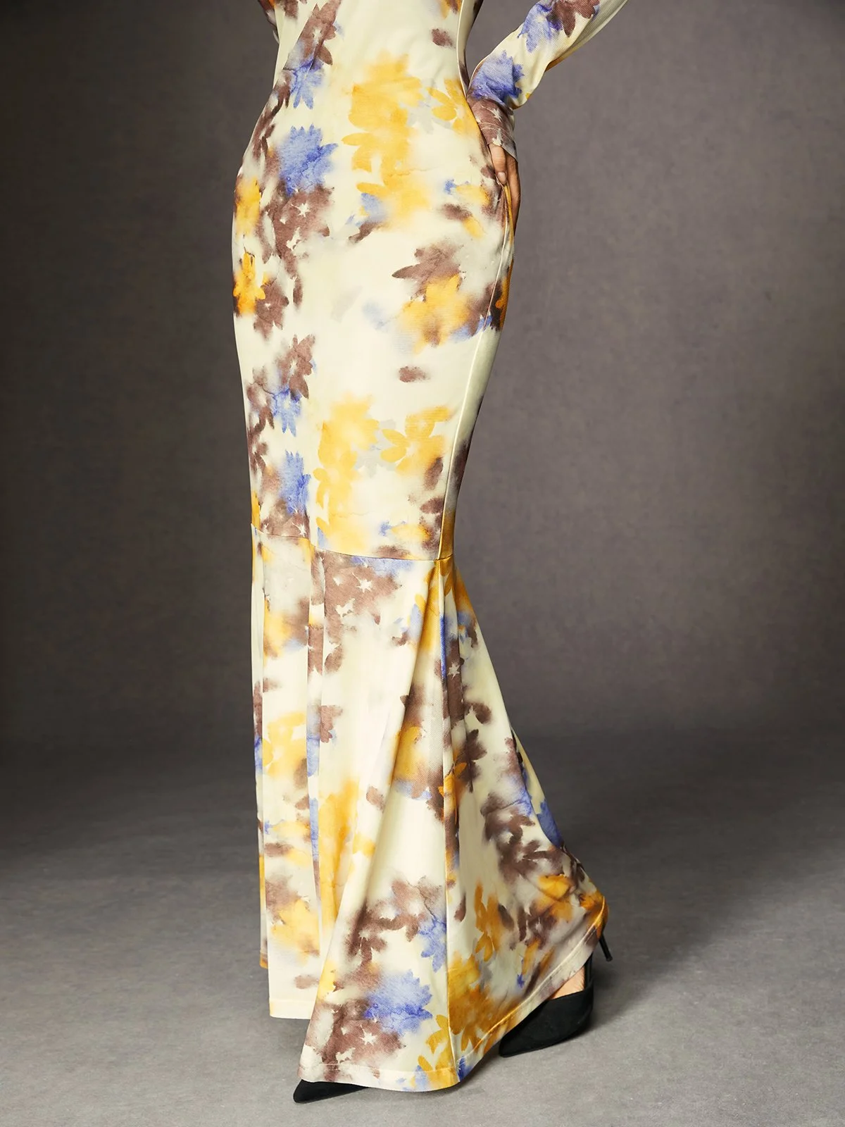 Off-Shoulder Floral Print Maxi Dress