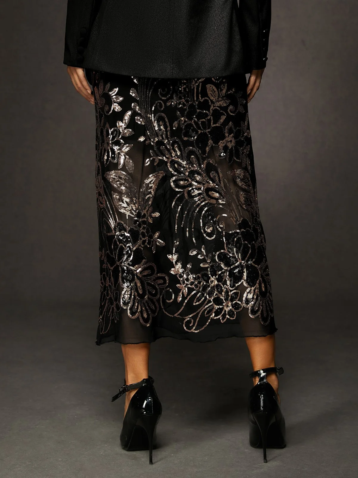 Urban Sequin Sheer Straight Skirt