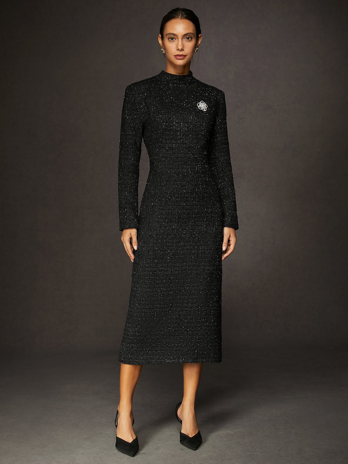 Urban Mock Neck Tweed Dress