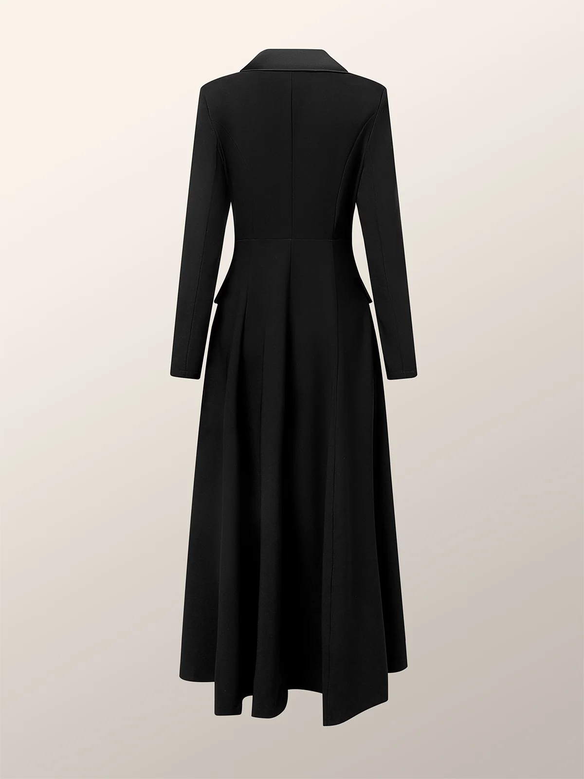 Urban Buttoned Plain Lapel Collar Pockets Maxi Dress