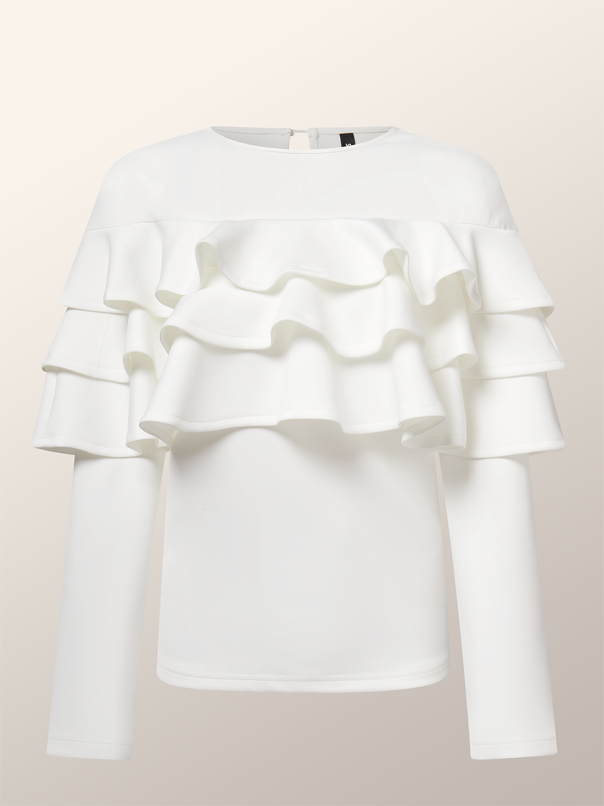 Elegant Crew Neck Peplum Long Sleeve Blouse