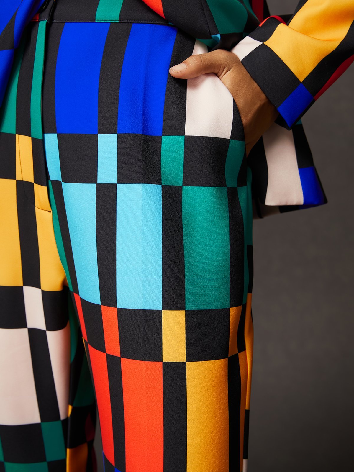 Urban Colorblock Fashion Pants With Pockets