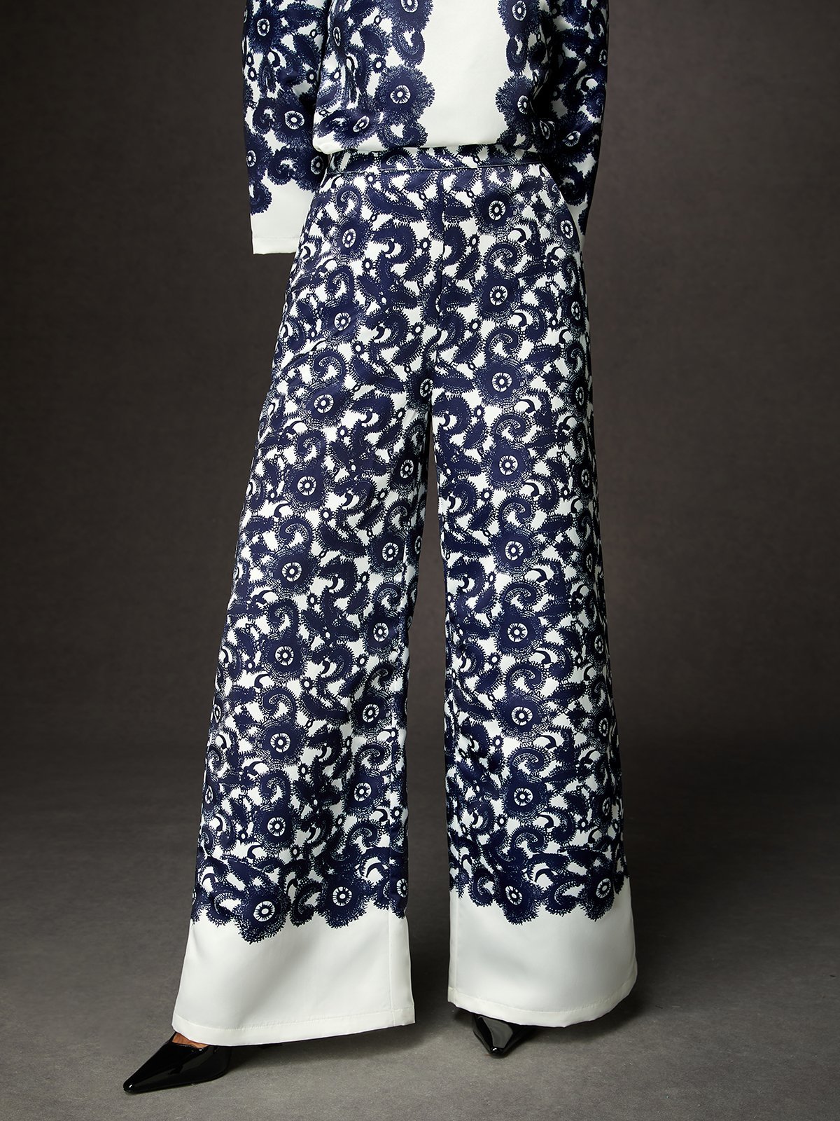 Elegant Loose Print Wide Leg Pants