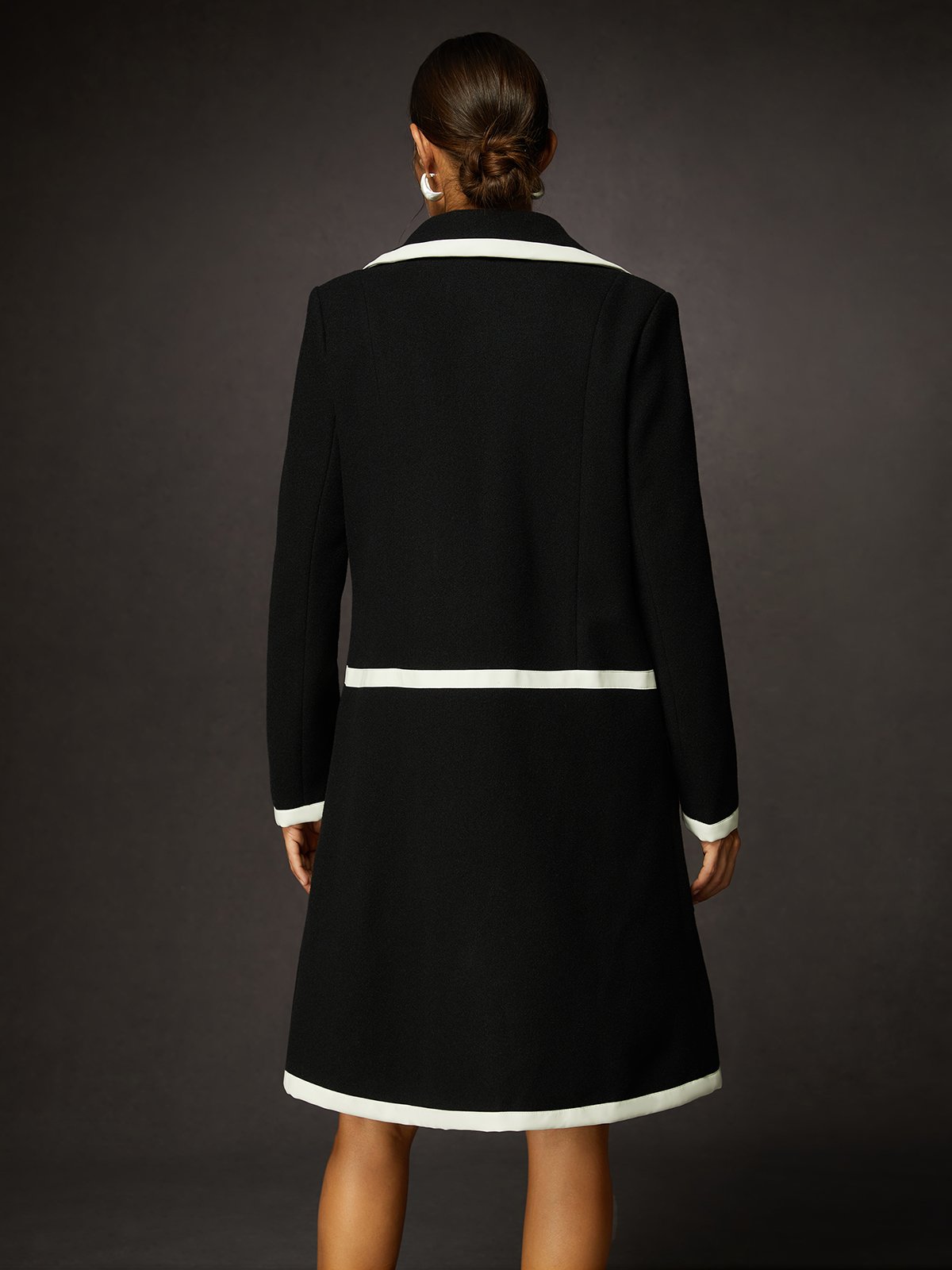 Urban Color Block Shawl Collar Coat