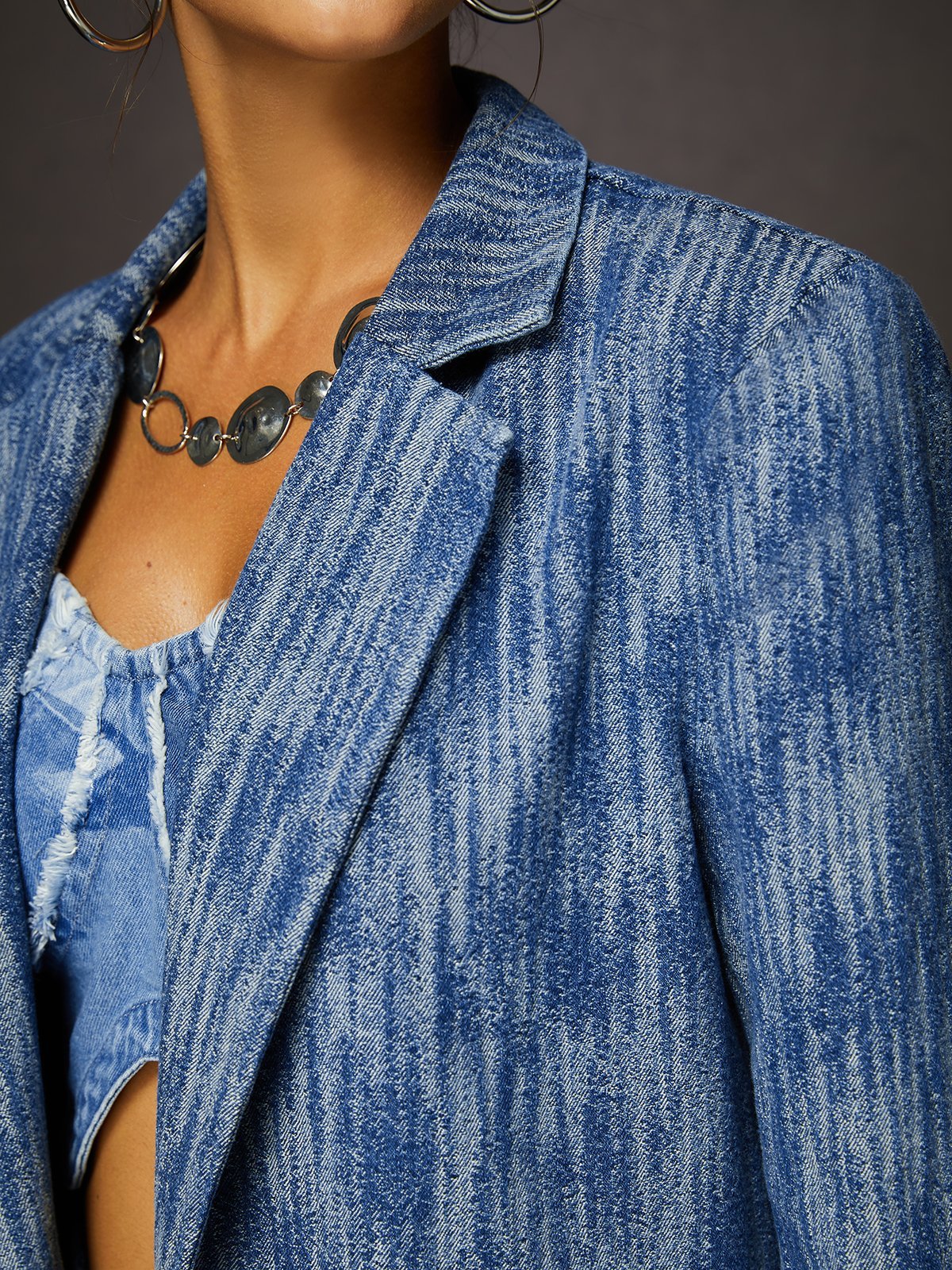 Urban Lapel Collar Denim Blazer