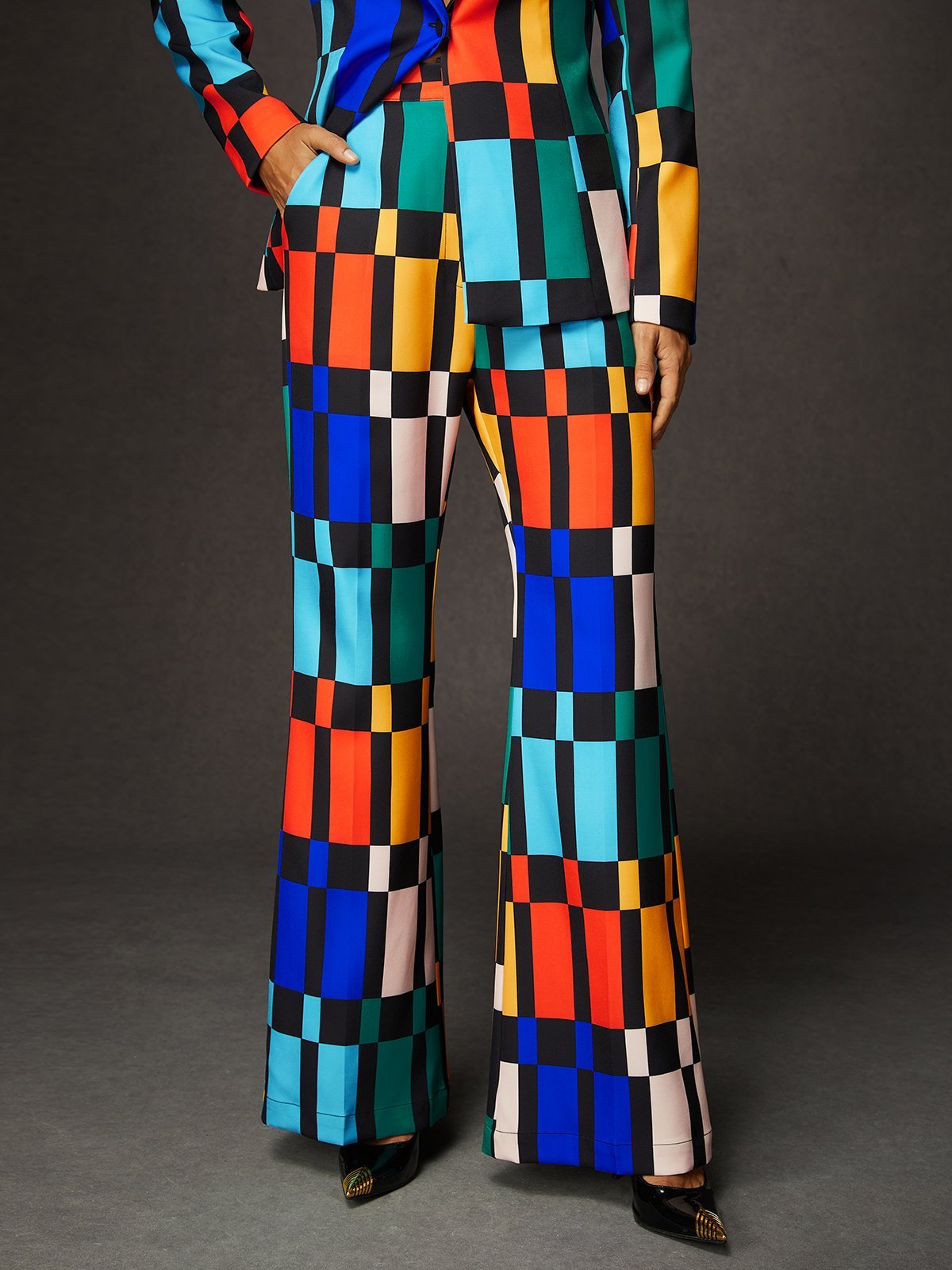 Urban Colorblock Fashion Pants With Pockets