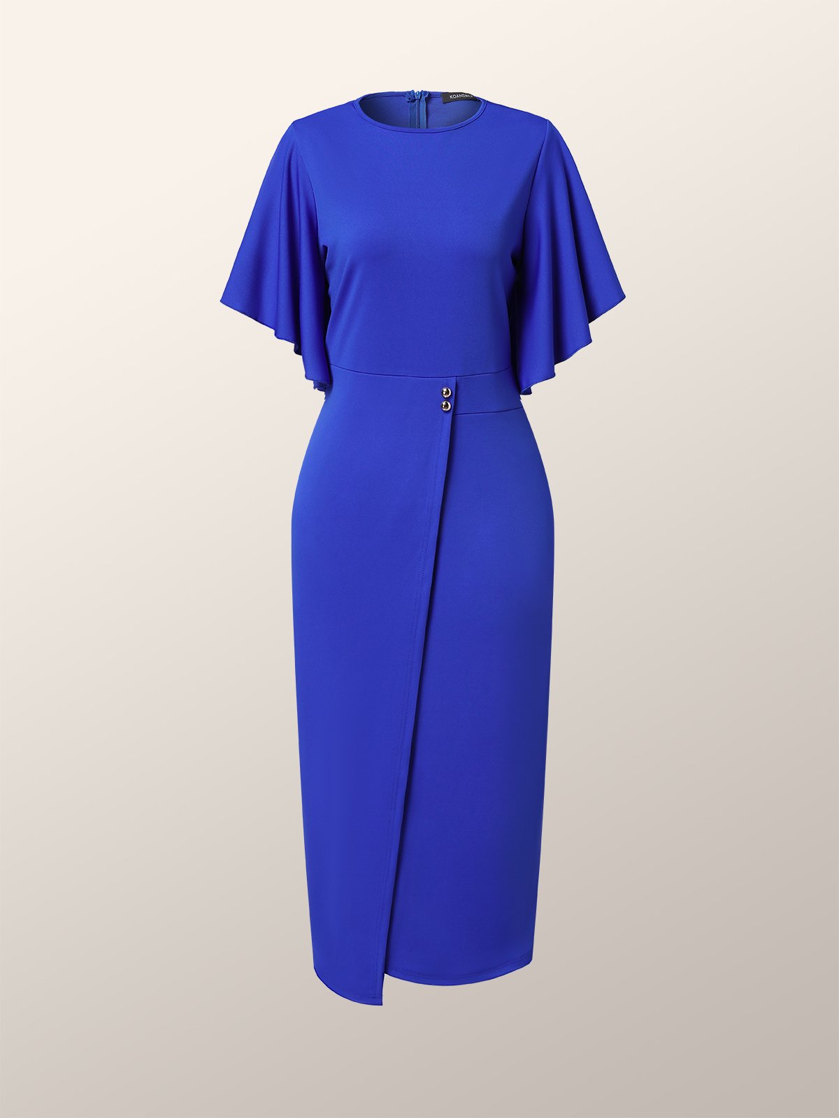 Frill Sleeve Plain Elegant Midi Dress | stylewe