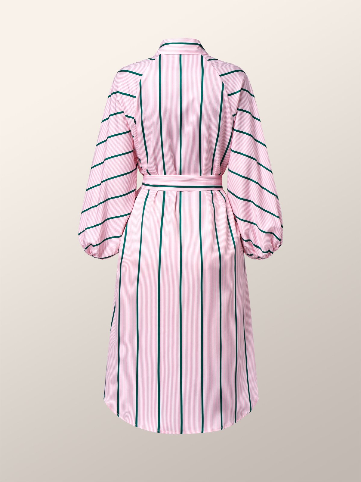 Elegant Loosen Shirt Collar Striped Color Block  Dress