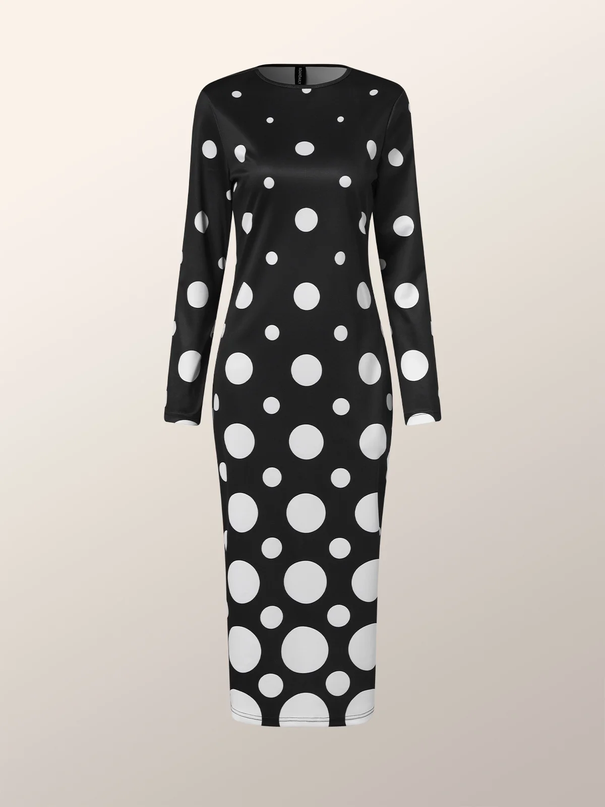 Tight Elegant Polka Dots Long Sleeve Maxi Dress