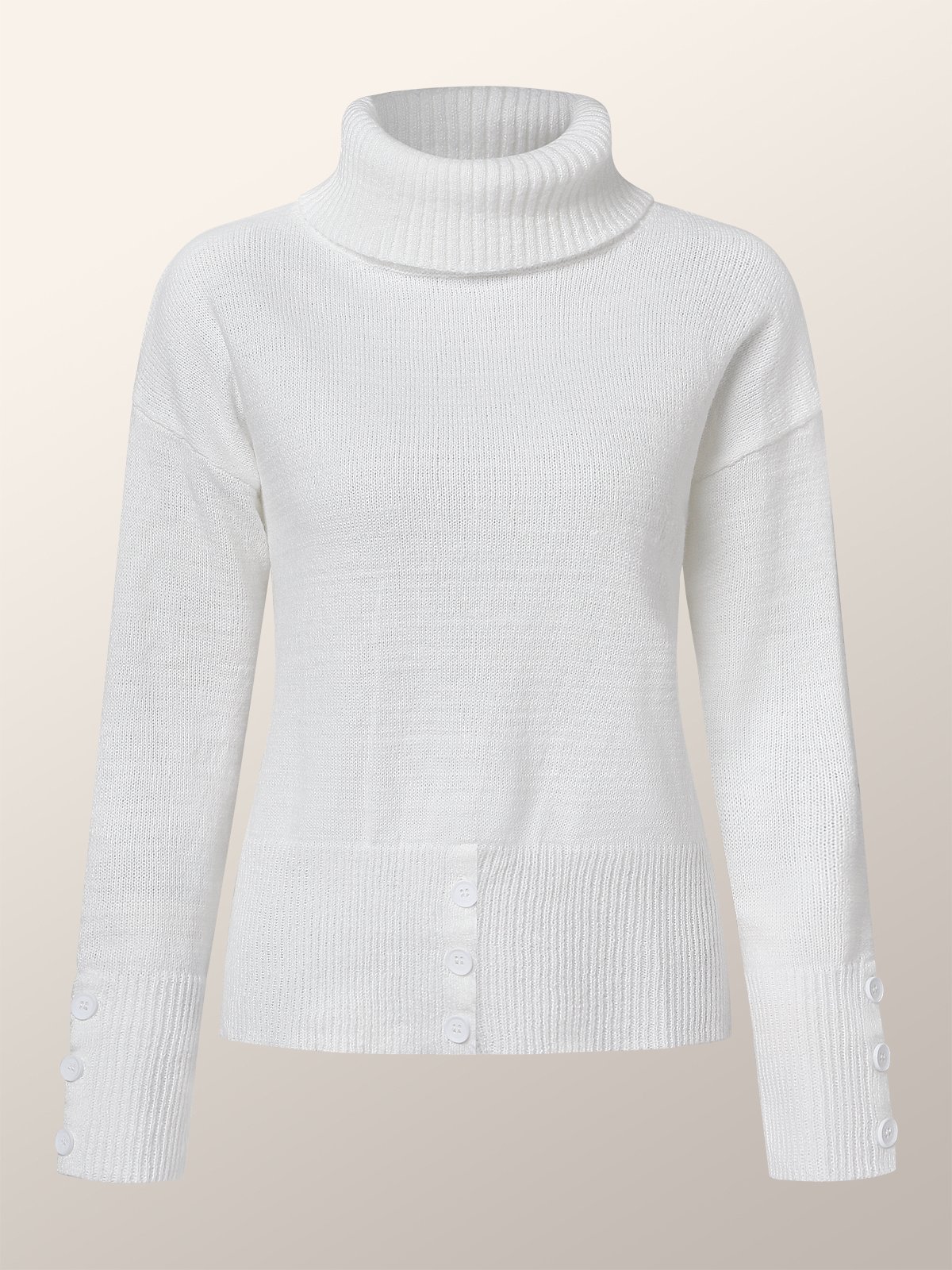 Stylewe White Daily Long sleeve Turtleneck Regular Fit  Sweater
