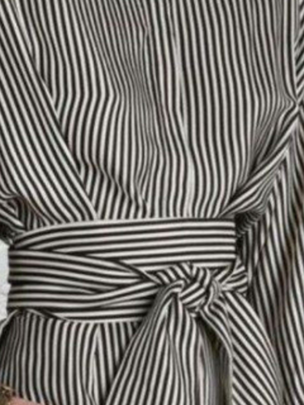 3/4 Sleeve Cotton V Neck Stripes Elegant Blouse | stylewe