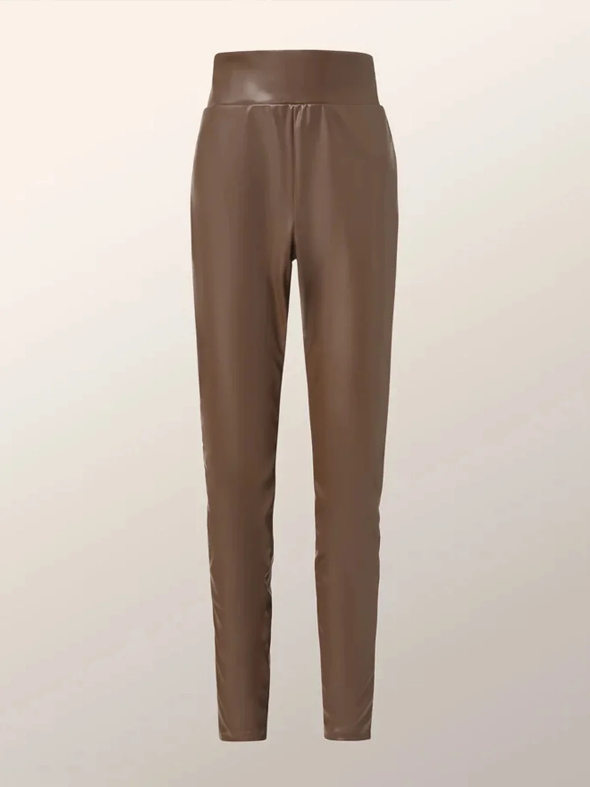 Solid Slim Fit Leather Skinny Pants