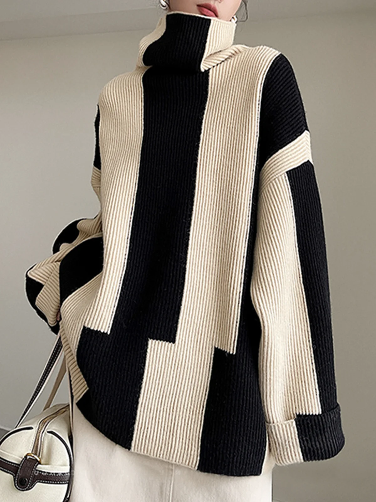 Striped Daily Long sleeve Simple Turtleneck Sweater | stylewe