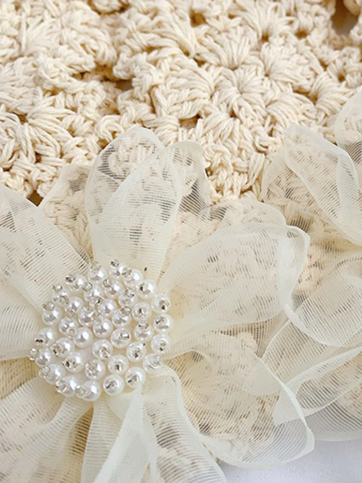 Elegant Imitation Pearls Applique Knitted Hat