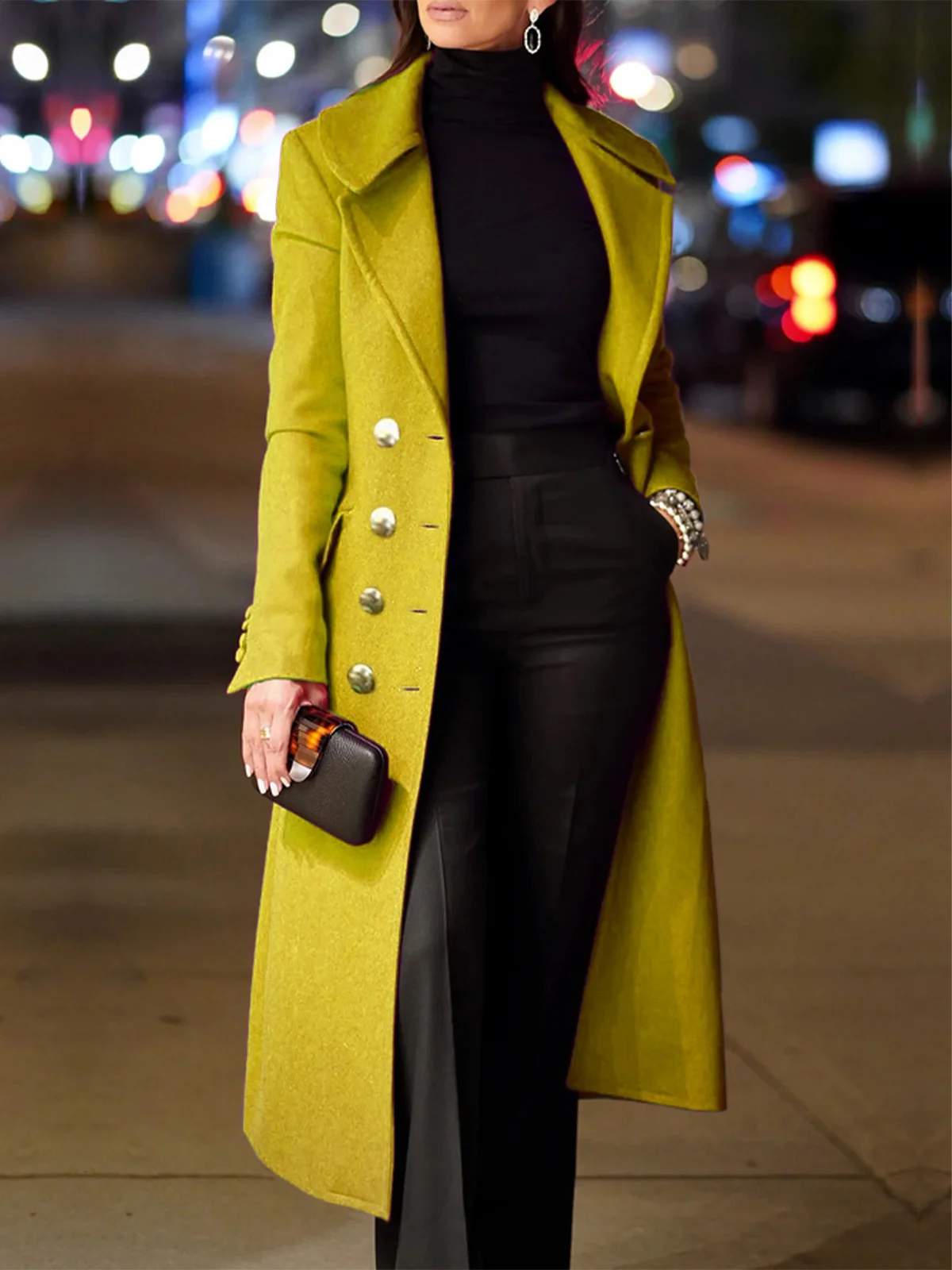 Elegant Lapel Collar Regular Fit Coat