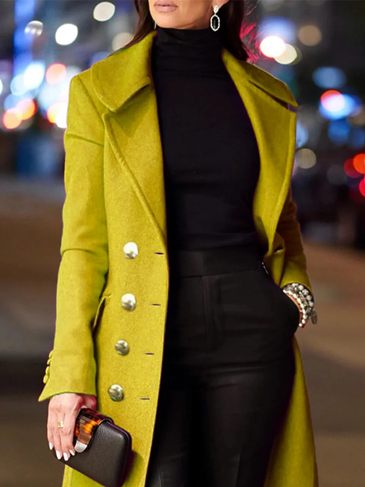 Elegant Lapel Collar Regular Fit Coat