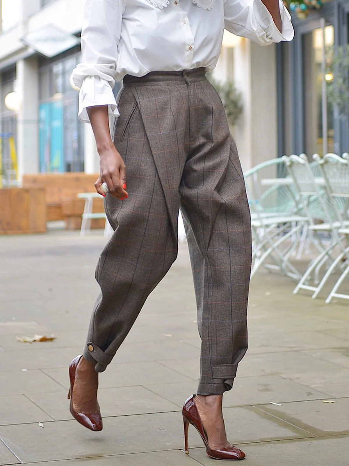 Plaid Urban Ankle Banded Pants