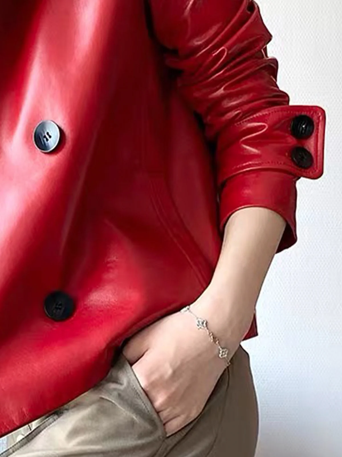 Urban Long Sleeve Loose Lapel Collar Leather Coat