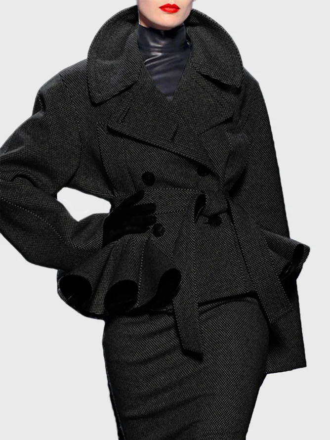 Plus Size Urban Regular Fit Lapel Collar Jacket