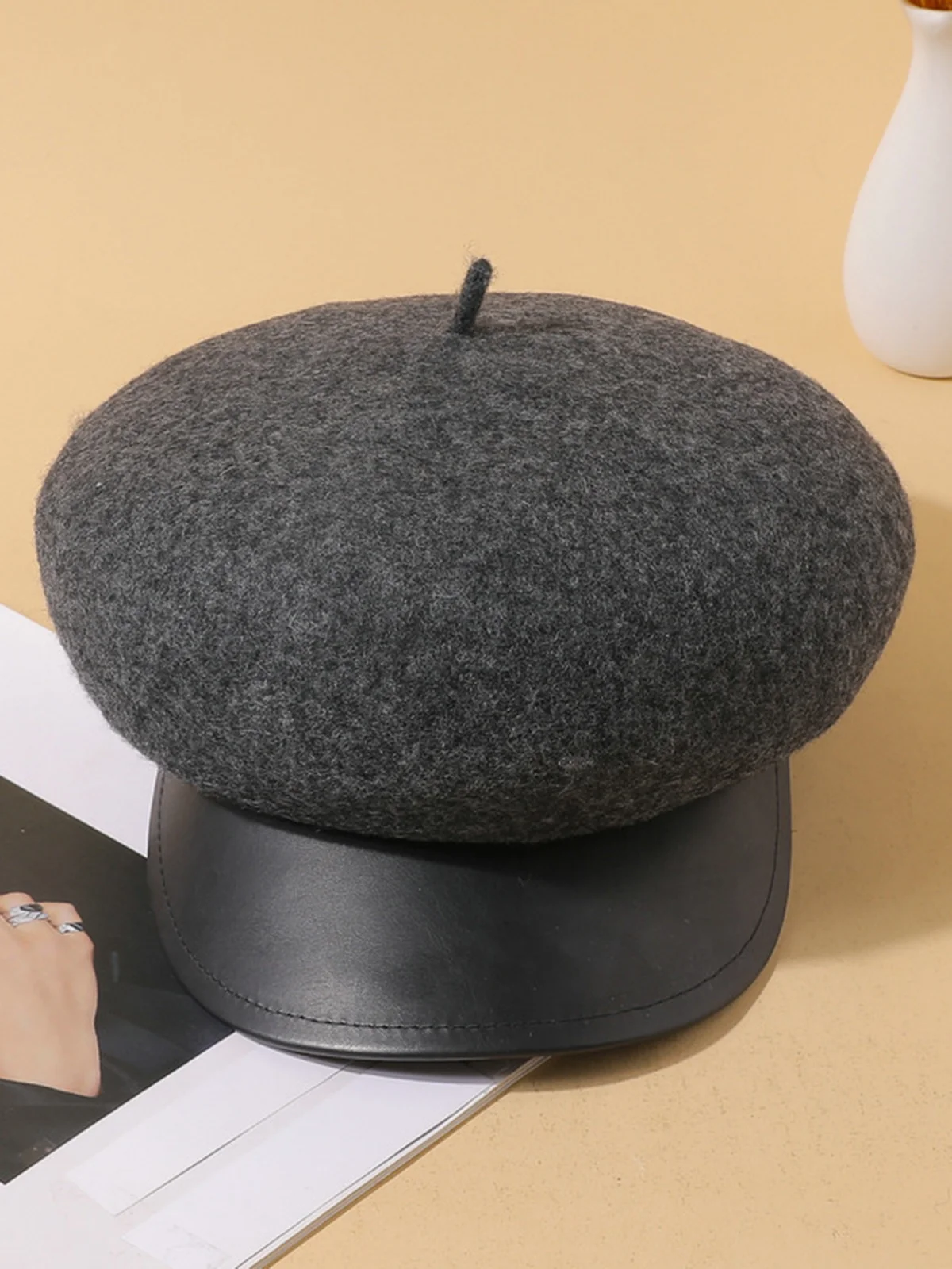 Elegant Color Block Wool-Blend Beret