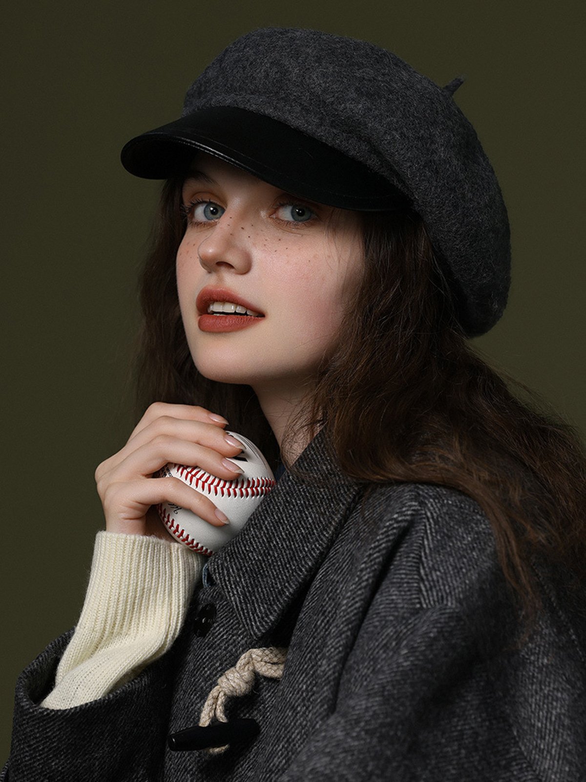 Elegant Color Block Wool-Blend Beret