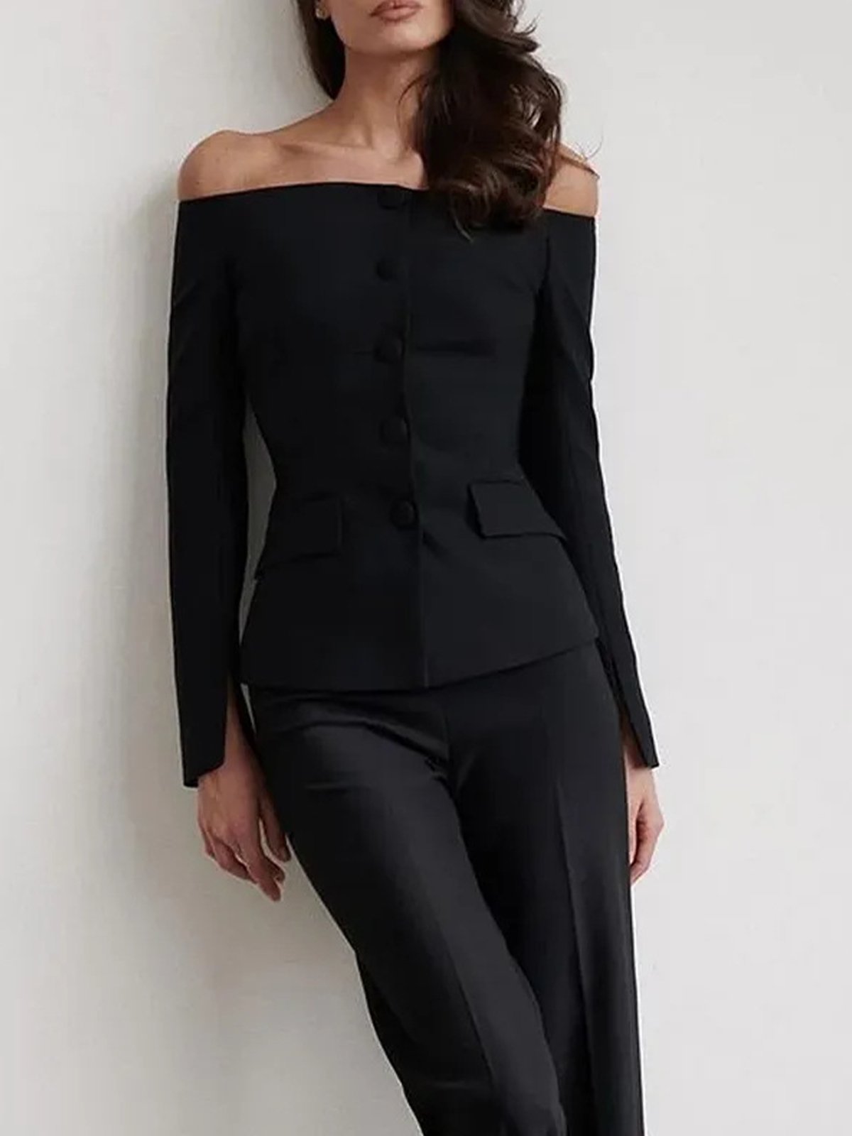 Cold Shoulder Regular Fit Plain Urban Blazer Stylewe