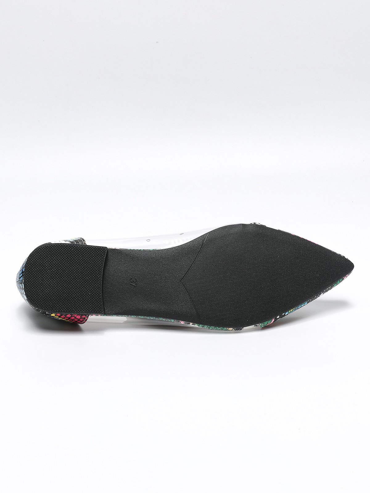 Transparent PVC Paneled Snakeskin Flat Heel Shallow Shoes