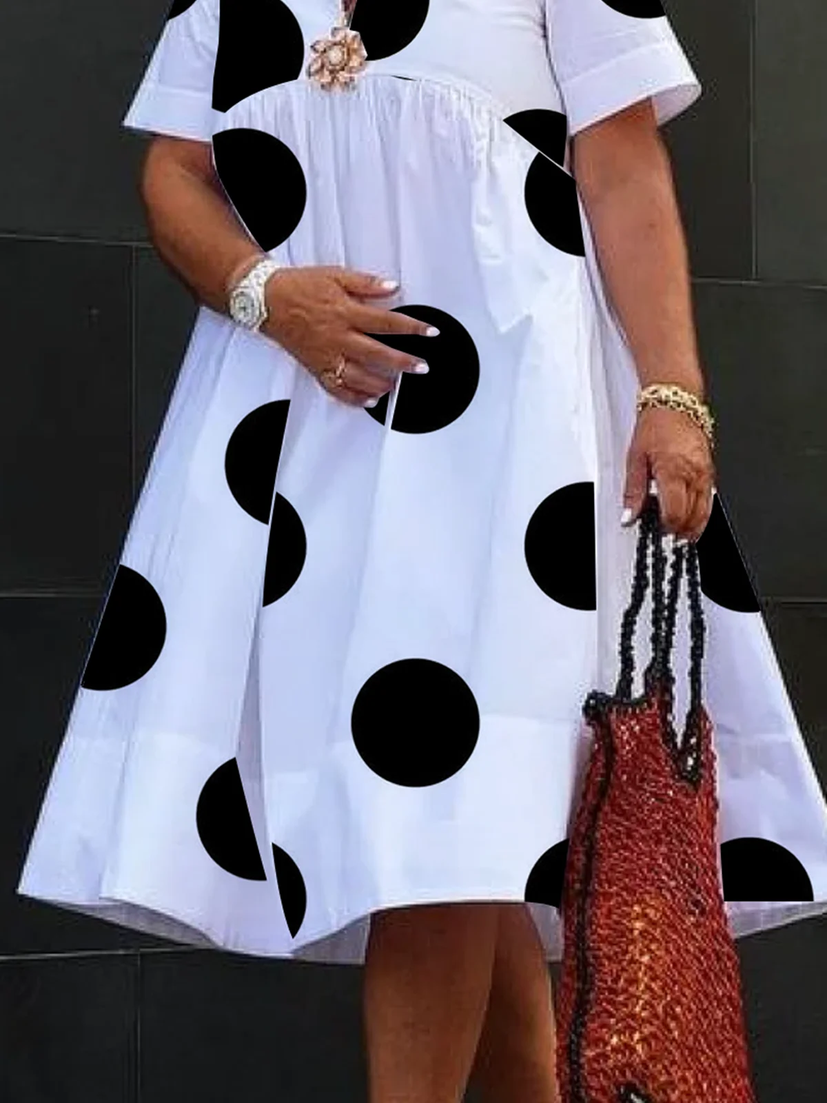Urban Polka Dots Loose Midi Dress