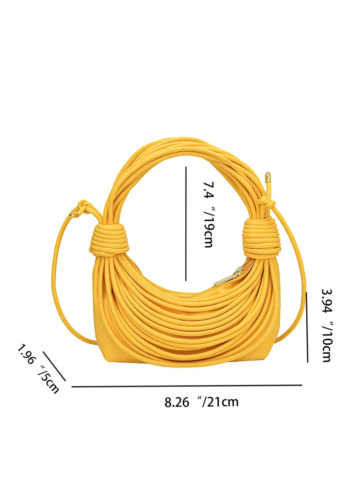 Fashionable Multi-Layered Rope Knot Shoulder Bag with Crossbody Strap