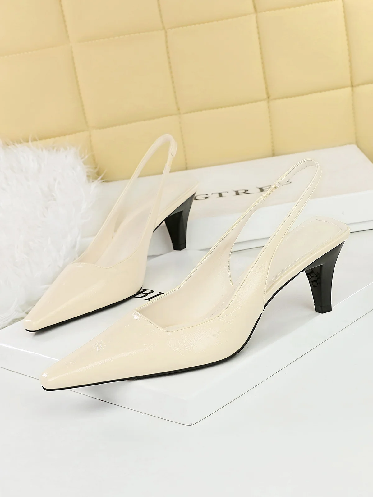 Minimalist Cone Heel Slingback Pumps