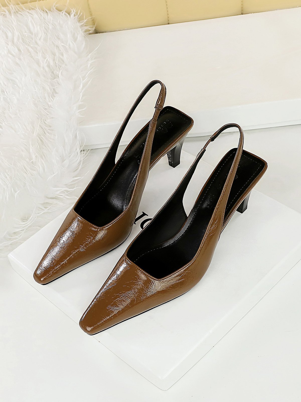 Minimalist Cone Heel Slingback Pumps