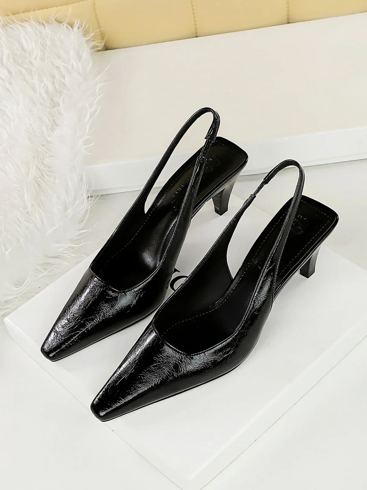 Minimalist Cone Heel Slingback Pumps