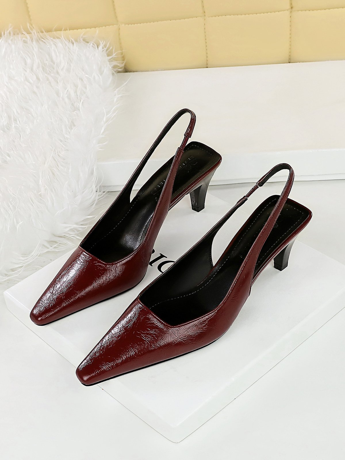 Minimalist Cone Heel Slingback Pumps