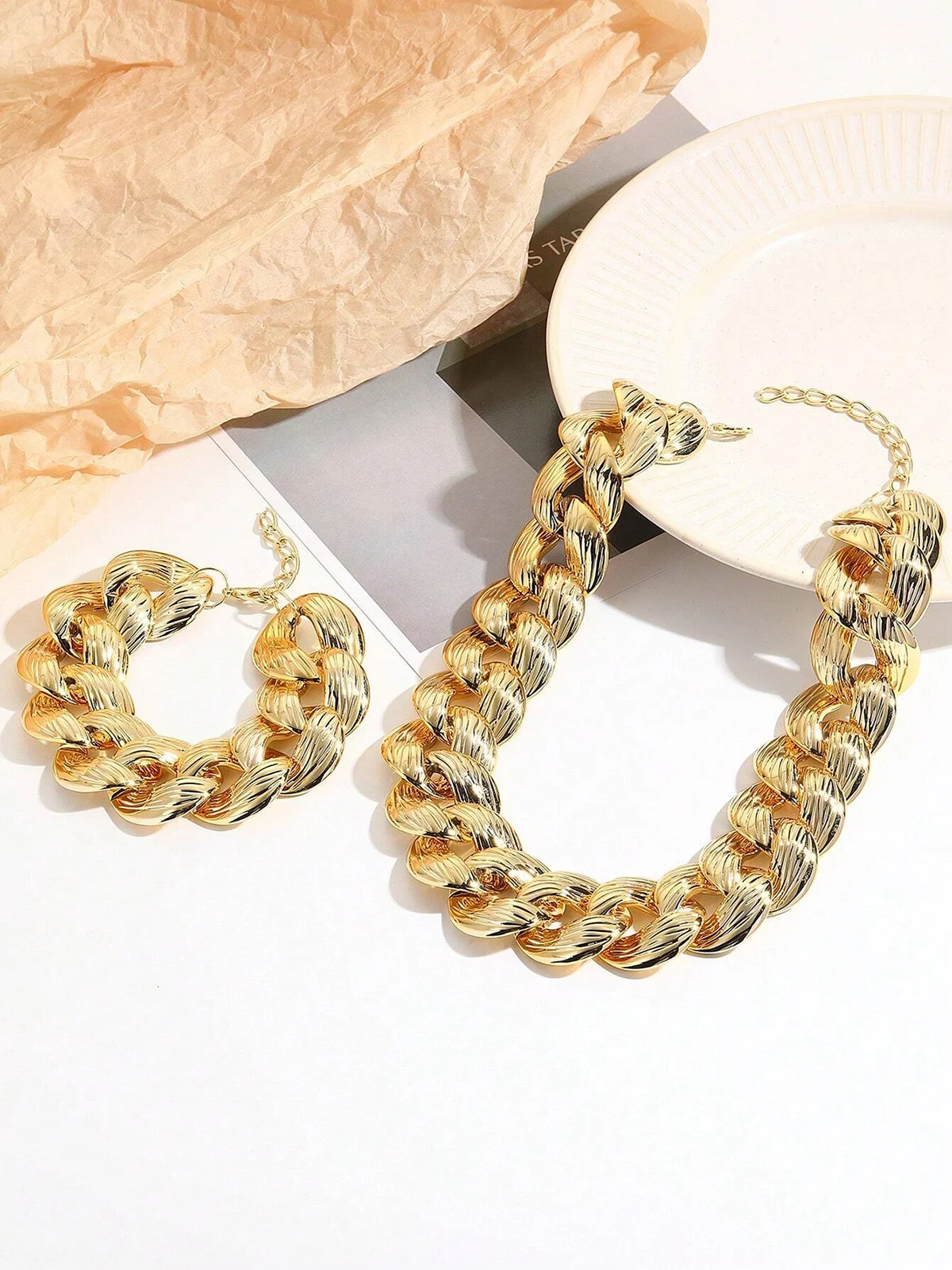 2pcs/set Exaggerated Chain Jewelry Set