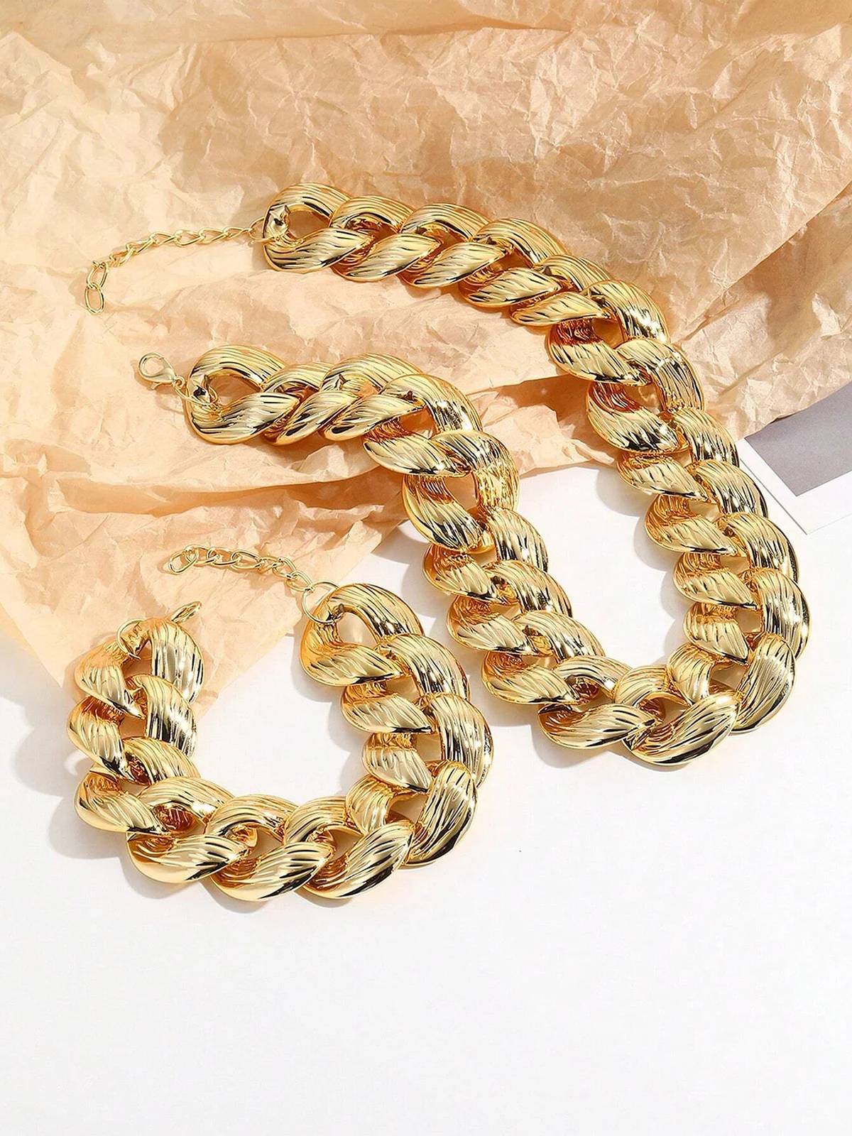 2pcs/set Exaggerated Chain Jewelry Set