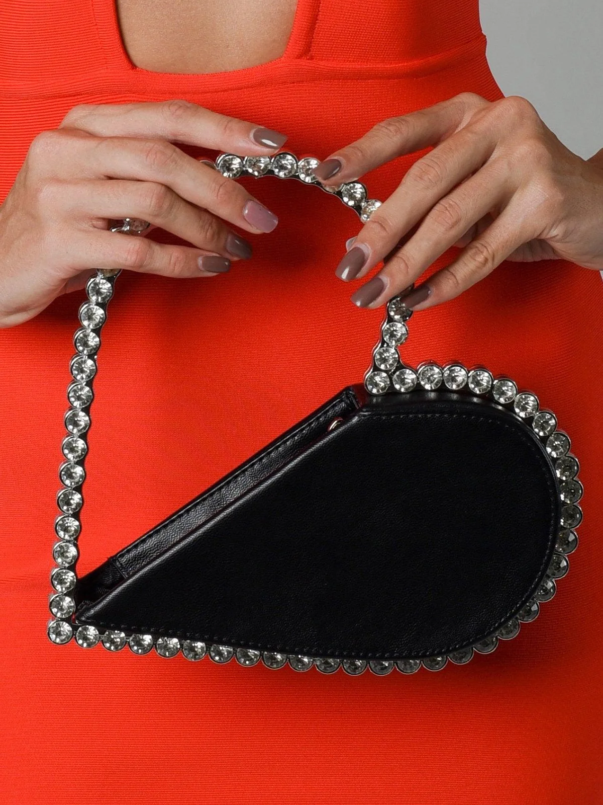 Banquet Party Heart Shaped Diamond Leather Ladies Clutch Elegant
