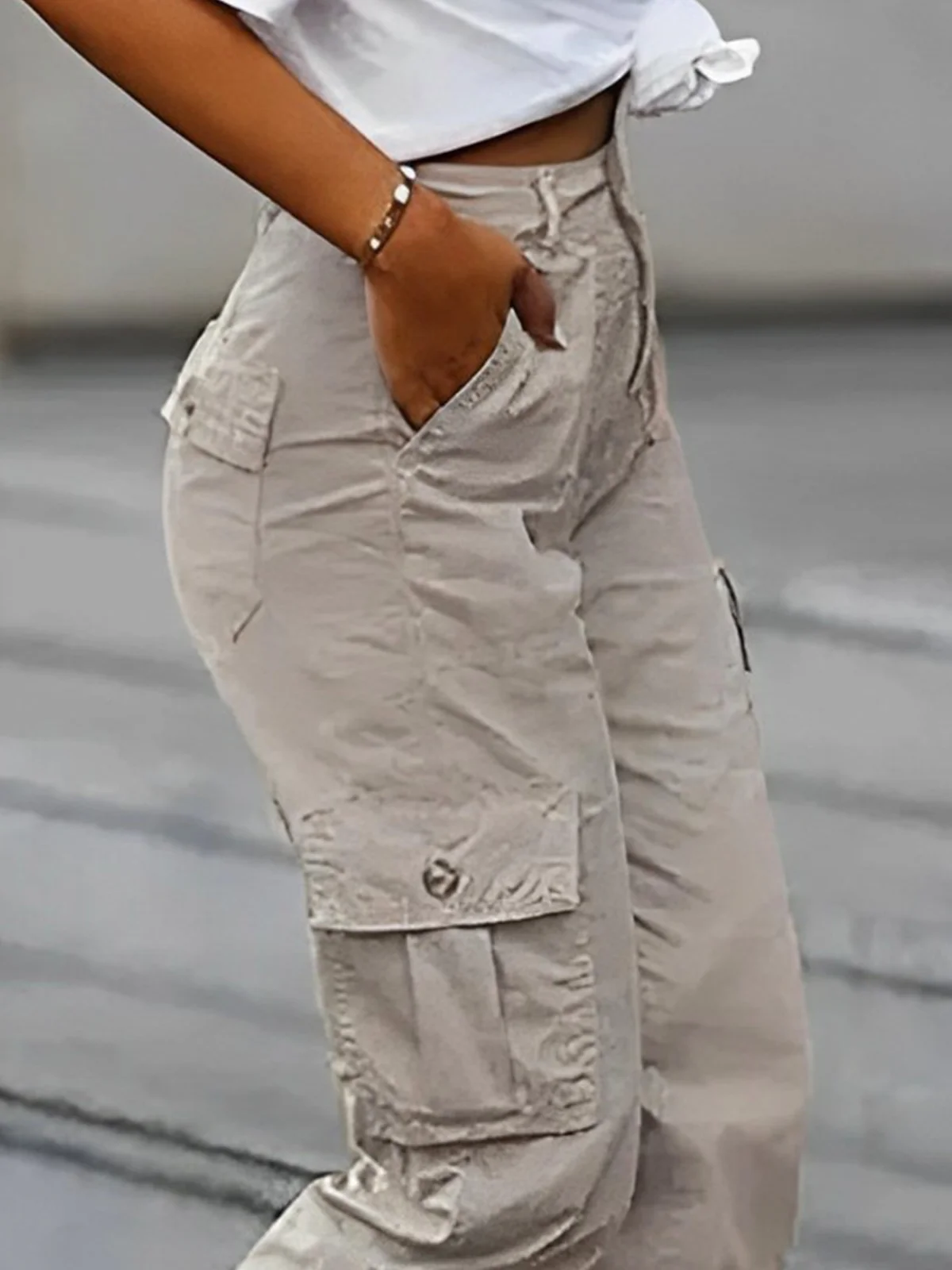 Regular Fit Plain Casual Cargo Pants