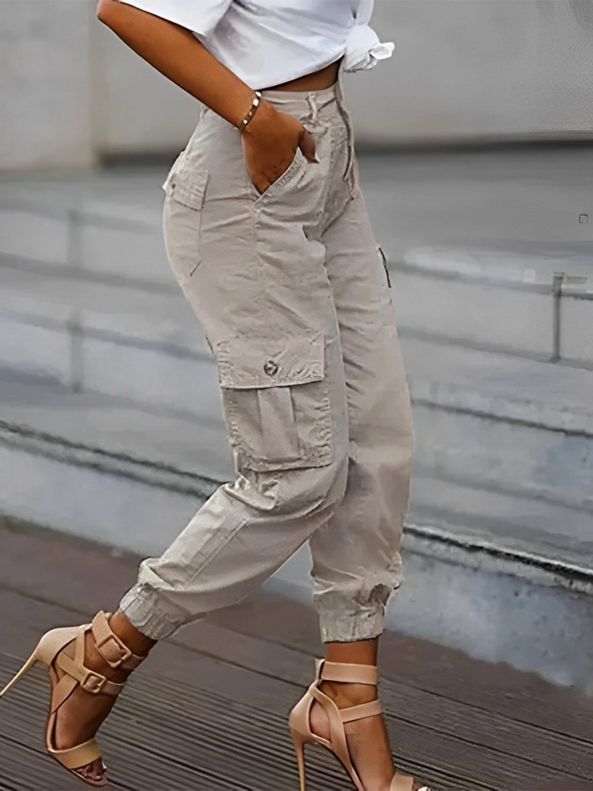 Regular Fit Plain Casual Cargo Pants