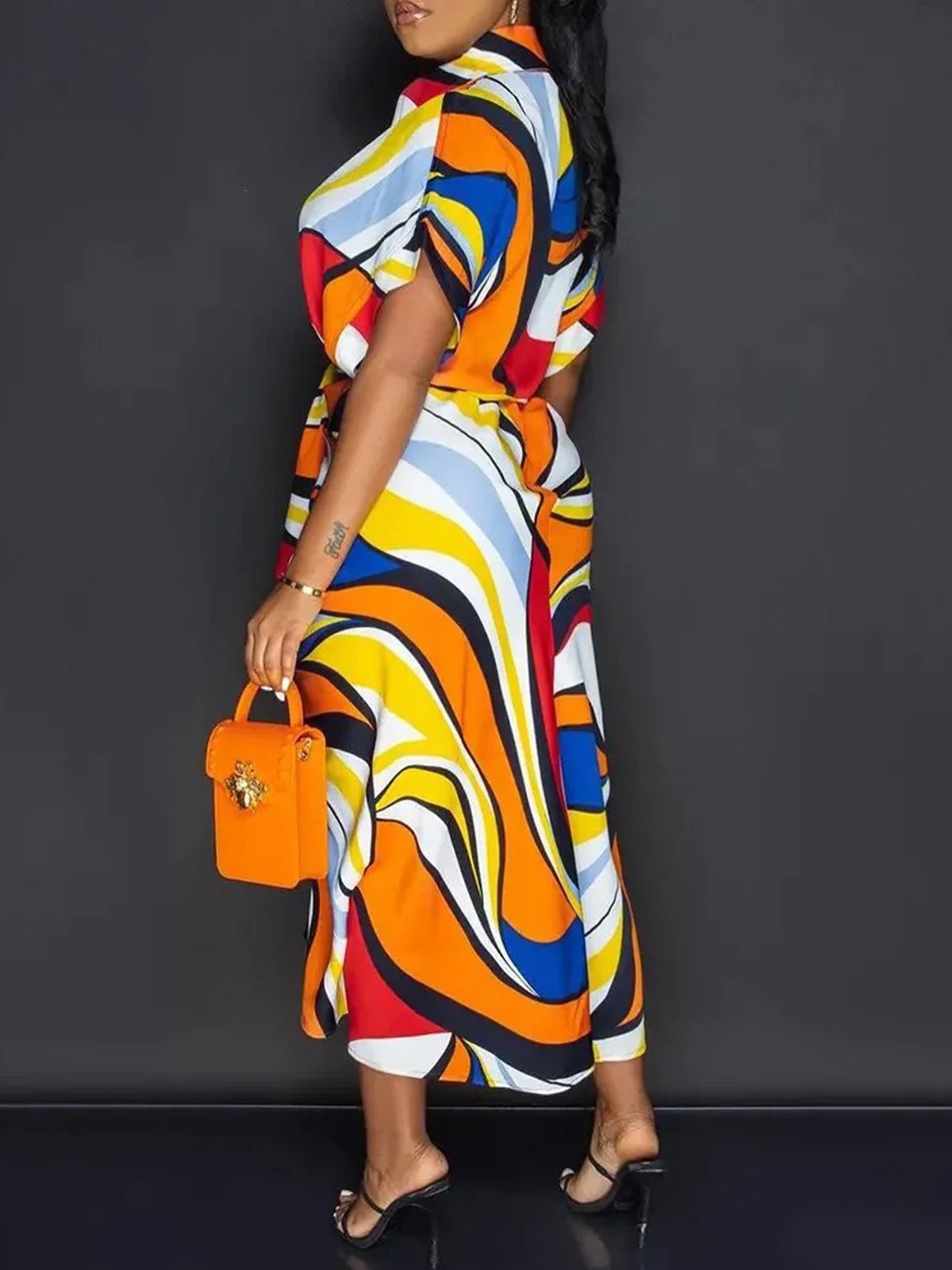 Urban Abstract Shirt Dress With Belt